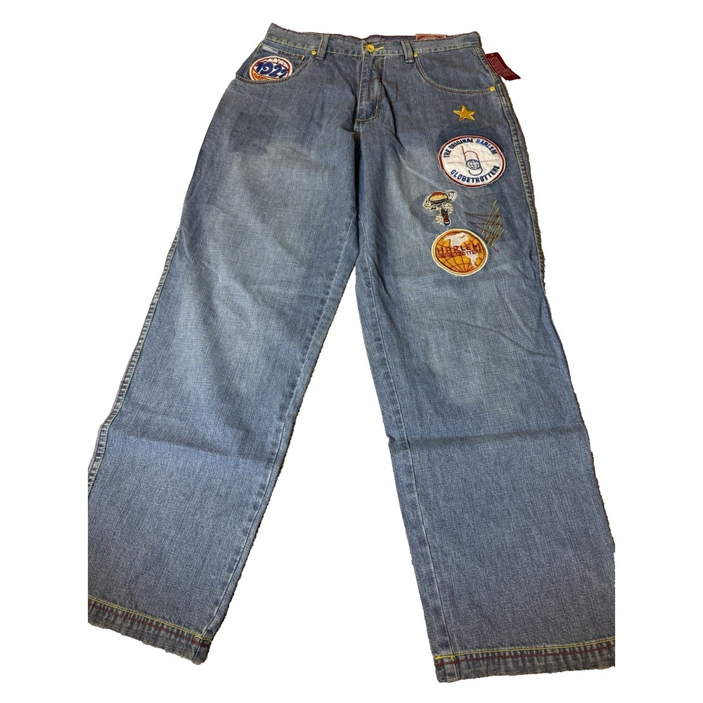 Vintage FUBU Platinum Classic Harlem Globetrotters Jeans Men 38 NWT Y2K Patches